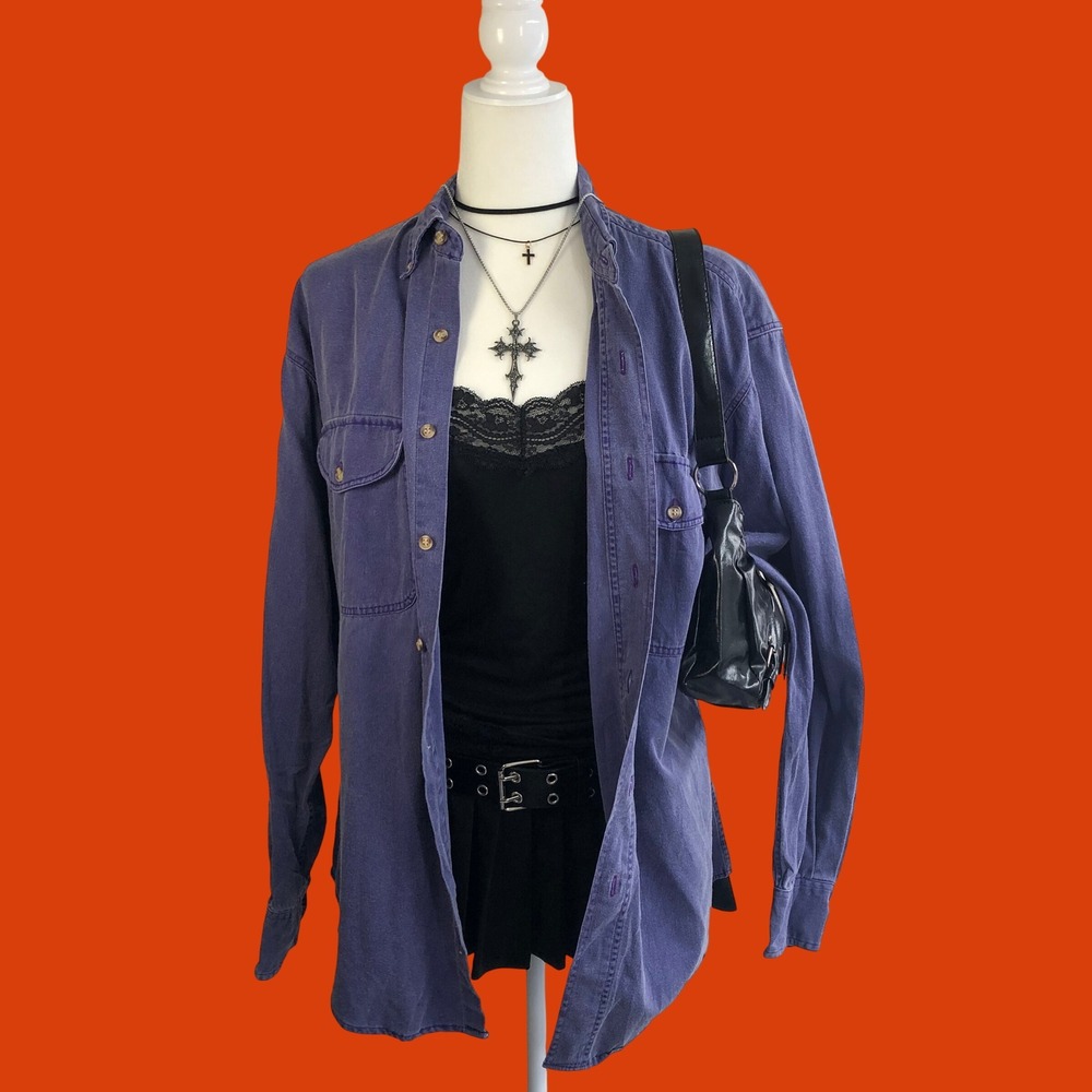 Vintage 90s GAP Faded Purple Button Down Grunge Shirt Mens S Womens S M L